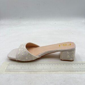 FSJ White Open Toe Embroidery Mules Spring Summer Comfort Slip-on Holiday Shoes